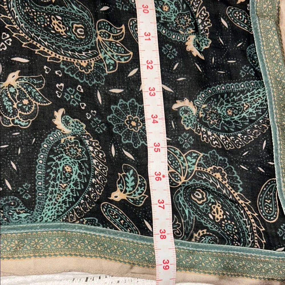 Paisley Print Square Scarf with 4 Tassels~ 39” Lightweight Dark Romantic Fairy